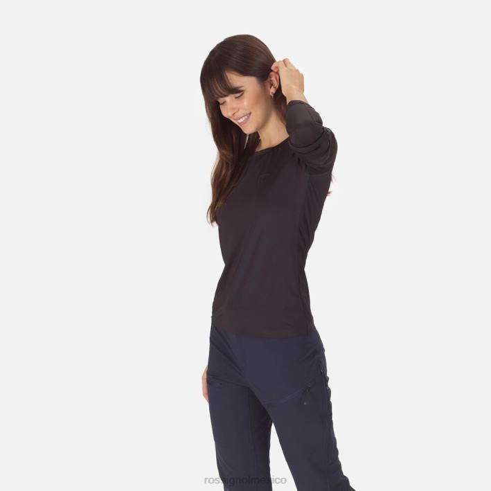 mujer Rossignol camiseta de manga larga skpr HPXL918 tapas negro