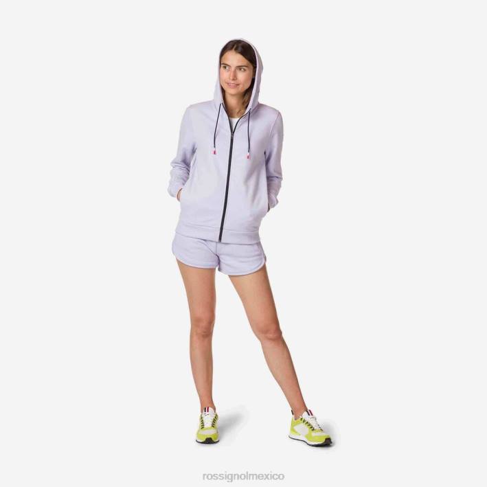 mujer Rossignol sudadera con capucha y cierre completo con logo HPXL1004 tapas gris lavanda