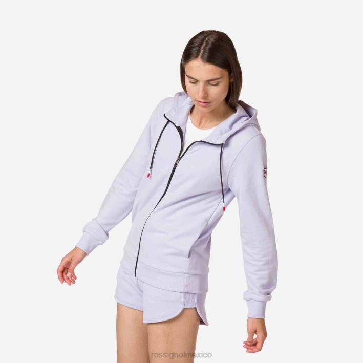 mujer Rossignol sudadera con capucha y cierre completo con logo HPXL1004 tapas gris lavanda