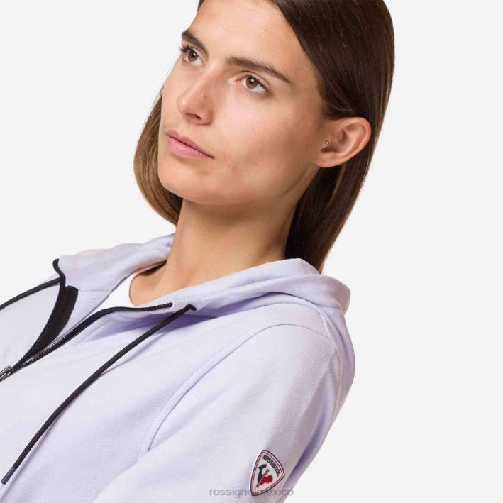 mujer Rossignol sudadera con capucha y cierre completo con logo HPXL1004 tapas gris lavanda