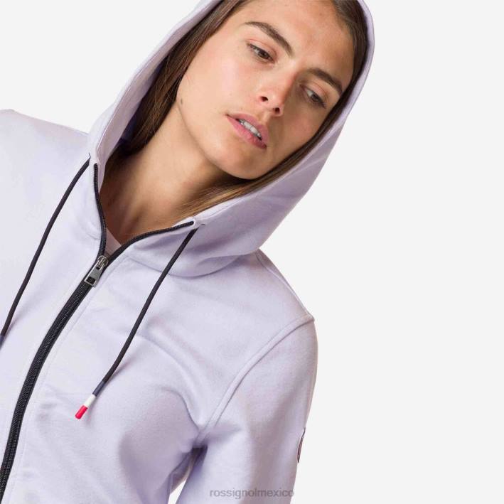 mujer Rossignol sudadera con capucha y cierre completo con logo HPXL1004 tapas gris lavanda