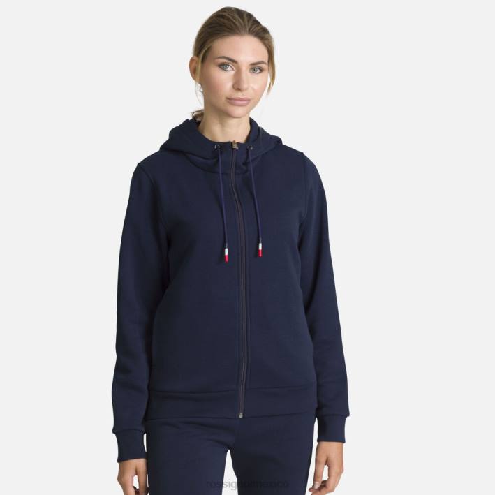 mujer Rossignol sudadera con capucha y cierre completo con logo HPXL884 tapas azul marino oscuro