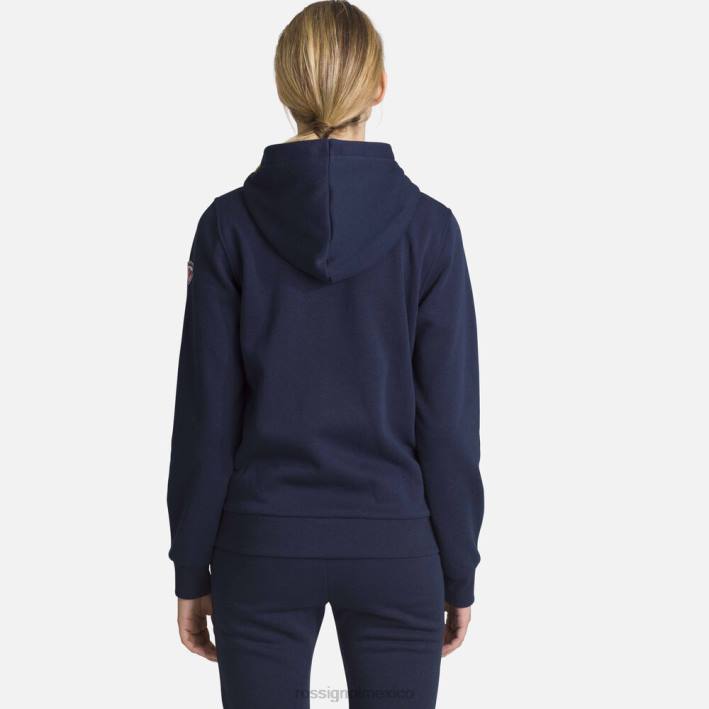mujer Rossignol sudadera con capucha y cierre completo con logo HPXL884 tapas azul marino oscuro