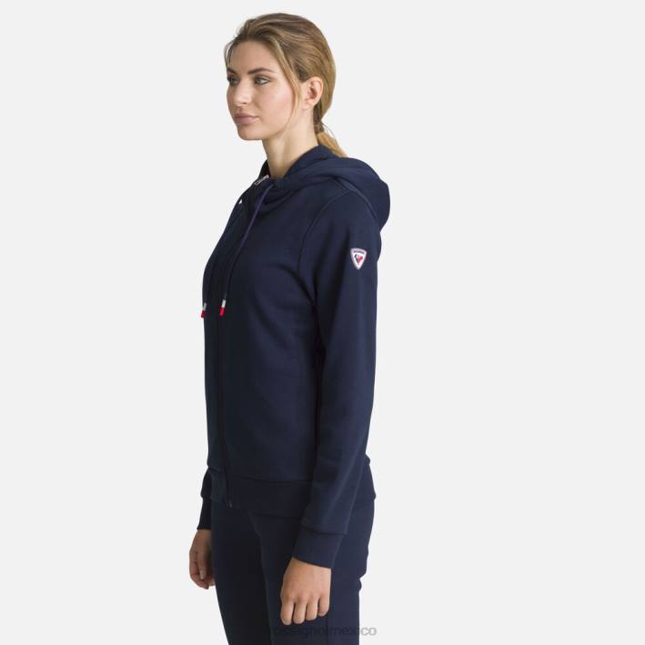 mujer Rossignol sudadera con capucha y cierre completo con logo HPXL884 tapas azul marino oscuro