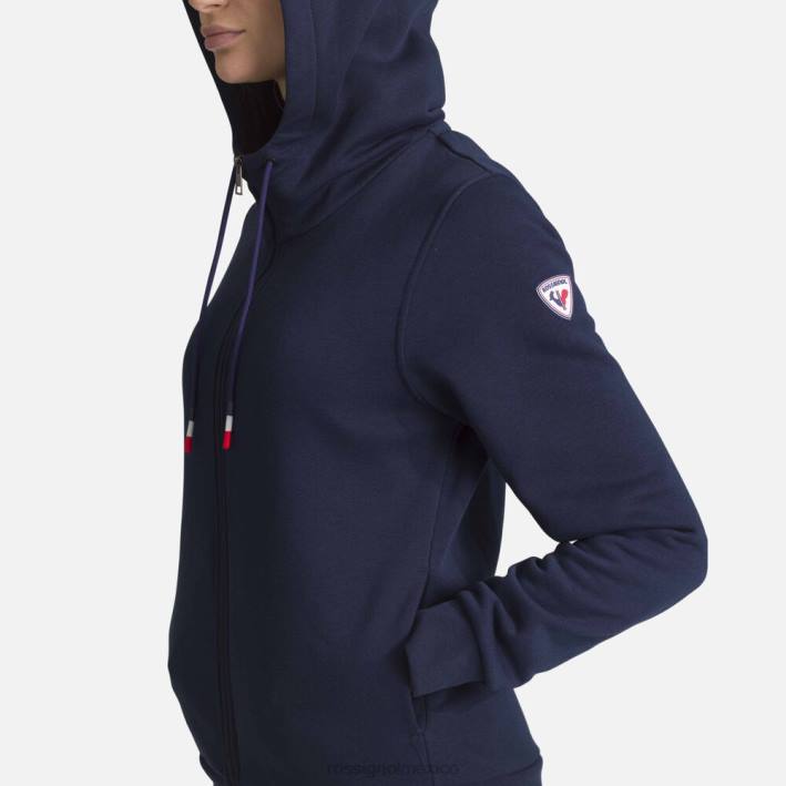 mujer Rossignol sudadera con capucha y cierre completo con logo HPXL884 tapas azul marino oscuro