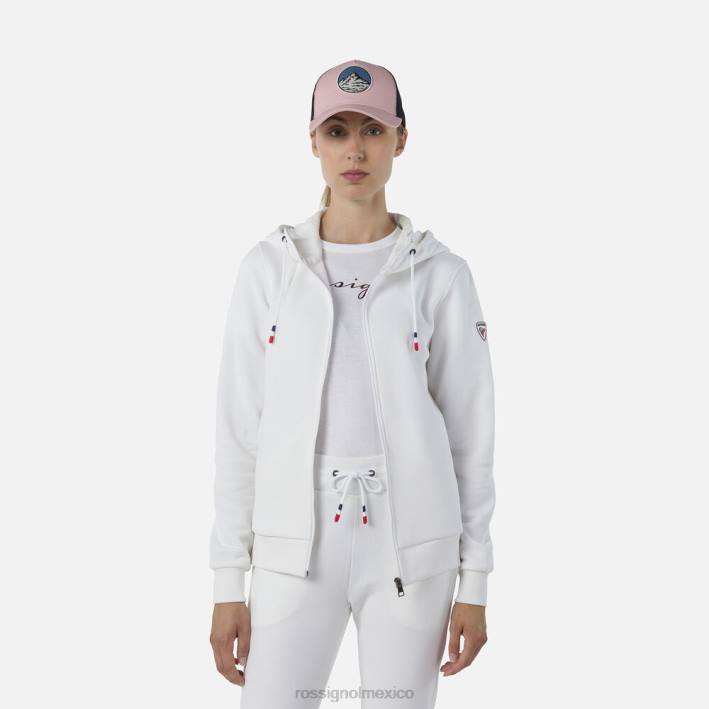 mujer Rossignol sudadera con logo y cierre completo HPXL842 tapas blanco