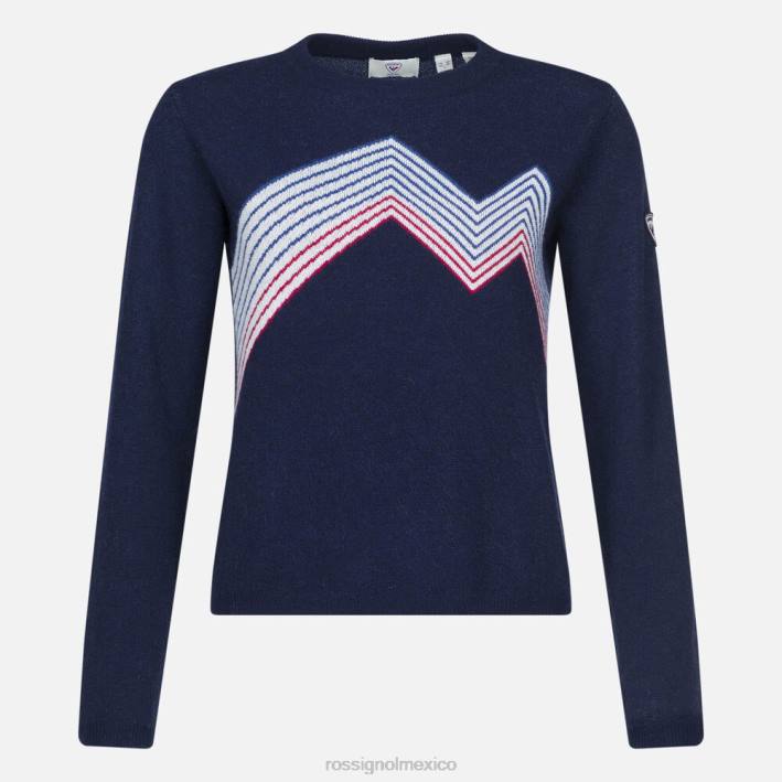 mujer Rossignol top de montaña con cuello redondo HPXL885 tapas azul marino oscuro
