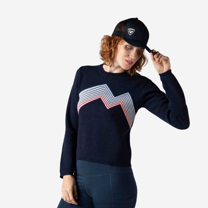 mujer Rossignol top de montaña con cuello redondo HPXL885 tapas azul marino oscuro