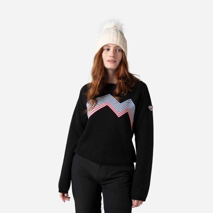 mujer Rossignol top de montaña con cuello redondo HPXL903 tapas negro