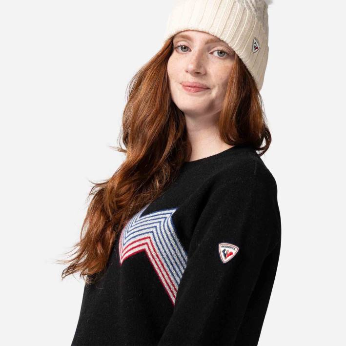 mujer Rossignol top de montaña con cuello redondo HPXL903 tapas negro