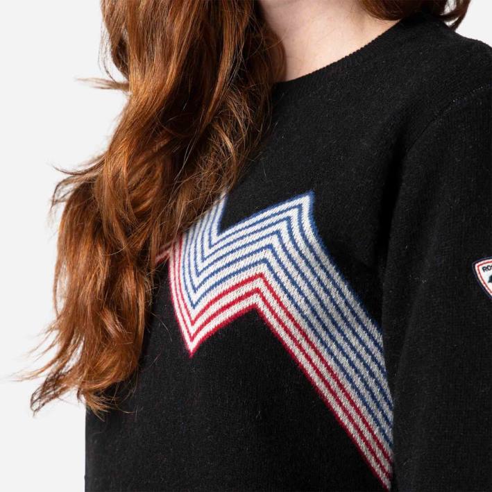 mujer Rossignol top de montaña con cuello redondo HPXL903 tapas negro