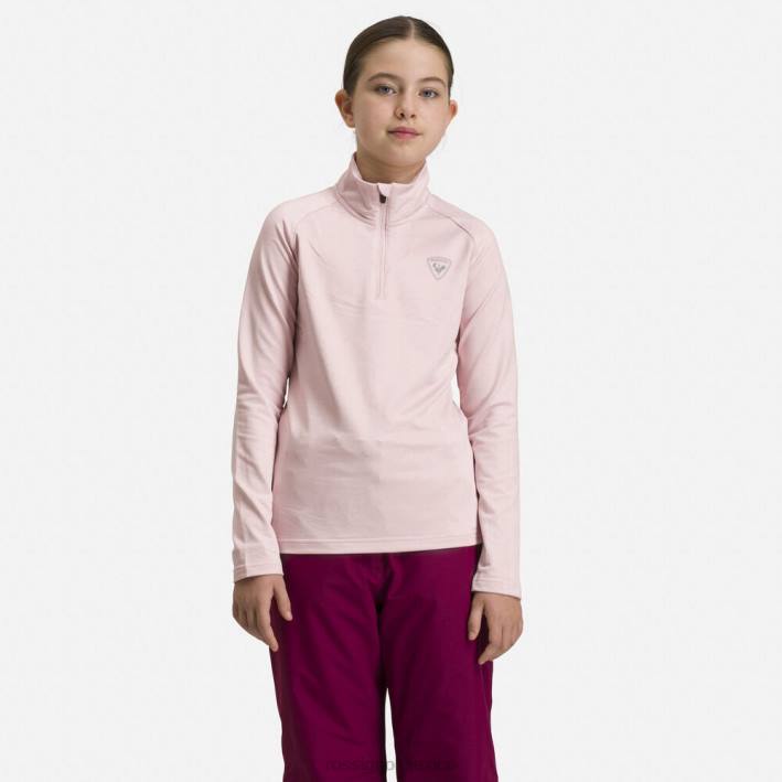 chicas Rossignol capa intermedia de polar elástico con media cremallera HPXL1146 tapas rosa empolvado