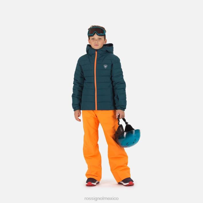 Niños Rossignol chaqueta de esquí rápida HPXL1168 tapas verde azulado