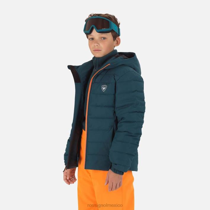 Niños Rossignol chaqueta de esquí rápida HPXL1168 tapas verde azulado